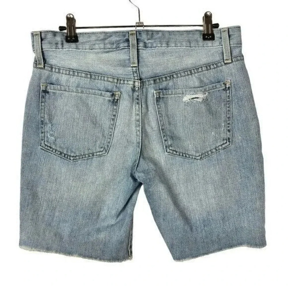 Mossimo Light Blue Wash Distressed Denim Bermuda Shorts 2 - Picture 2 of 3